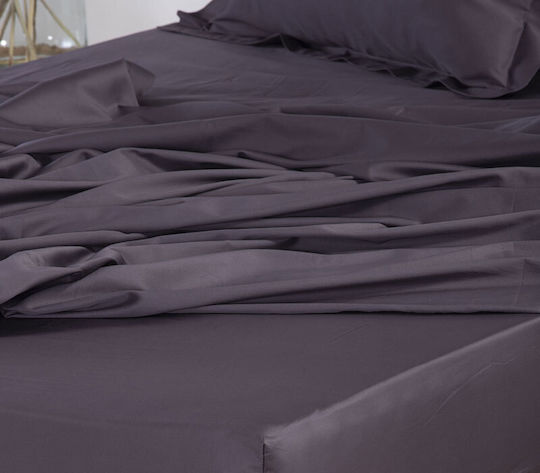 Nef-Nef Homeware Sheet Super-Double with Elastic 160x200+35cm. Elements Anthracite