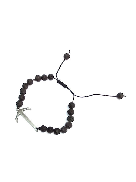 Male anchor bracelet with lava stone