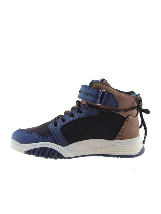 Παιδικά Sneakers High Ανατομικά με Σκρατς Μπλε