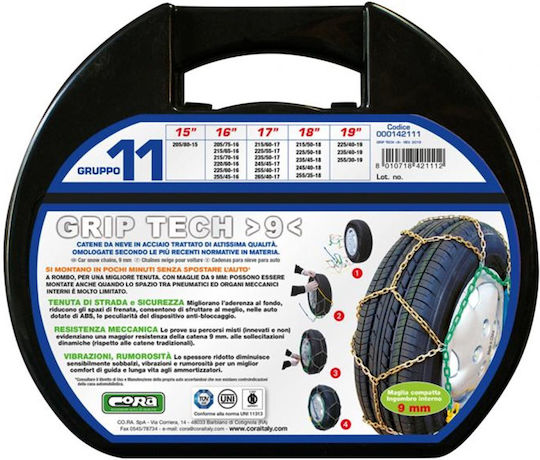 Cora Grip Tech 11 Anti-slip Chains Thickness 9mm Passenger Car 2pcs
