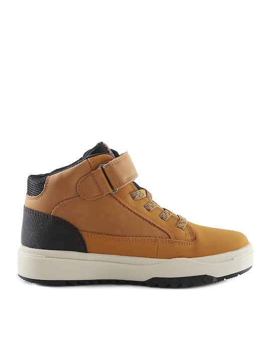 Bunshee Παιδικά Sneakers High Ανατομικά με Σκρατς Καφέ
