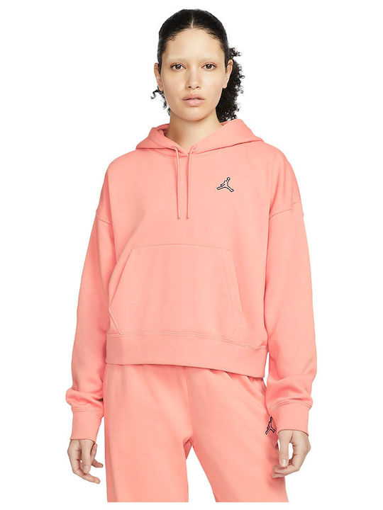 Jordan Essentials Cropped Γυναικείο Φούτερ με Κουκούλα Ροζ