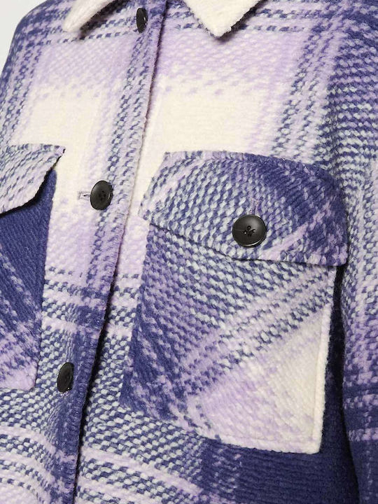 Дамско Проверено Лилав Overshirt
