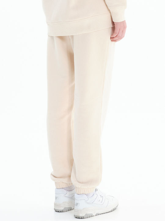 Pantaloni Trening Dama Cu Elastic Fleece Ecru