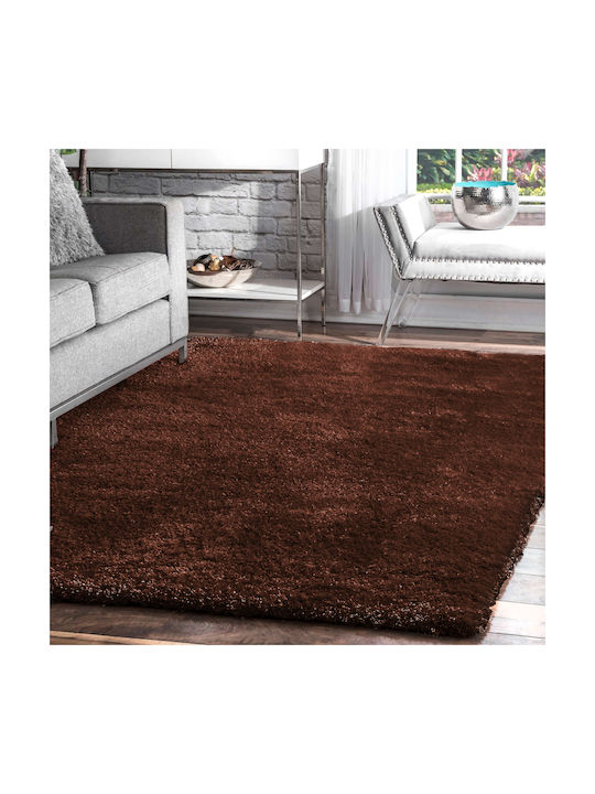 Saray Home Teppich Rechteckig Zottelig Synthetisch,Polyester/Cotton/Leather Brown
