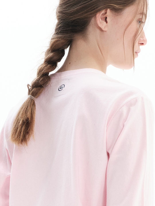 Women's Long Sleeve Cotton Blouse Pale Pink