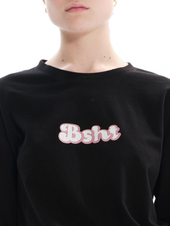 Winter Women's Cotton Blouse Long Sleeve Black