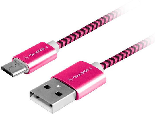 GoGEN Braided USB 2.0 to micro USB Cable Ροζ 1m (MICUSB100MM25)