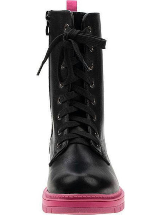 Iva Anatomical Leather Kids Boots with Laces Black