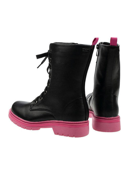 Iva Anatomical Leather Kids Boots with Laces Black