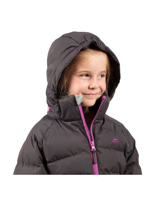 Amira Kinder Gesteppt Lang Jacke mit Kapuze Grau