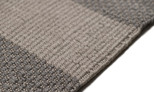 Tapicap Keren Handgefertigt Teppich Außenbereich Rechteckig Wolle mit Fransen Beige - Grey Stripes
