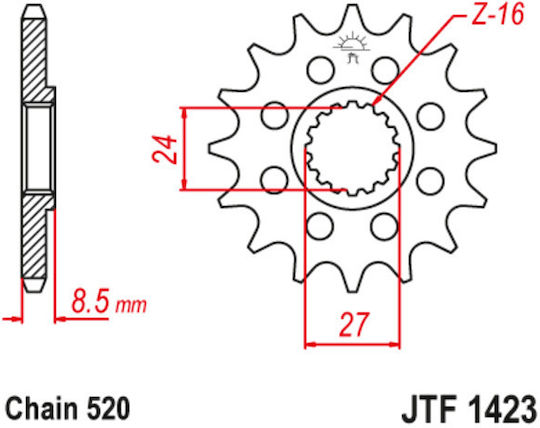 JT Sprockets Γρανάζι Μπροστά 17 Δοντιών για Suzuki GSX-R 1000 2009-2011