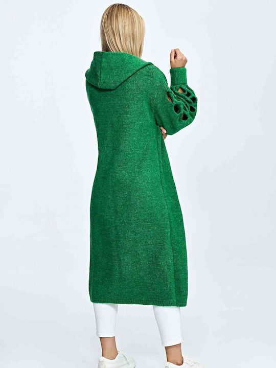 Figl Long Women's Knitted Cardigan Green