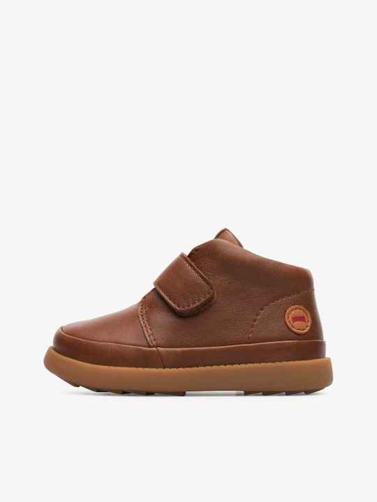 Bryn Leather Kids Boots with Velcro Brown