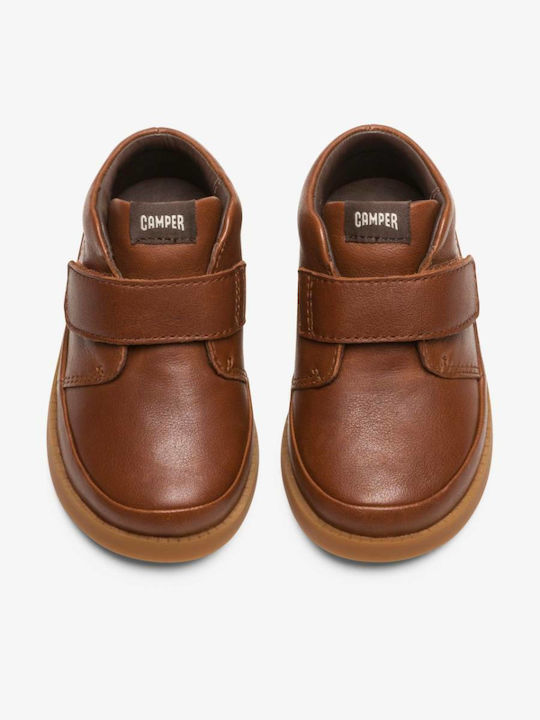 Bryn Leather Kids Boots with Velcro Brown