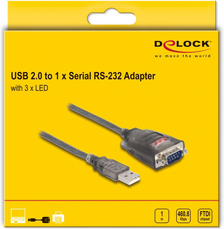 DeLock 61400 Kabel RS232 9-poliger Stecker zu USB-A 1m 1Stück