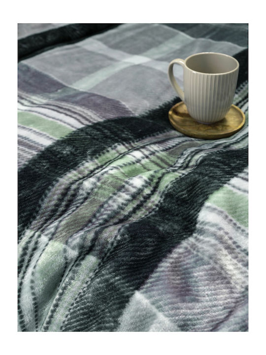 Nima Canny Velvet Blanket Single 160x220cm Green / Grey