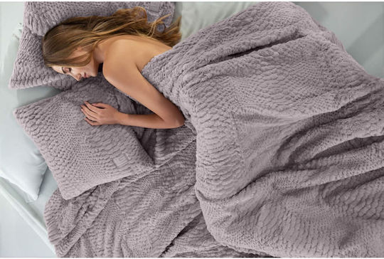 Guy Laroche Crusty Furry Double Blanket Set 220x240cm Melanze