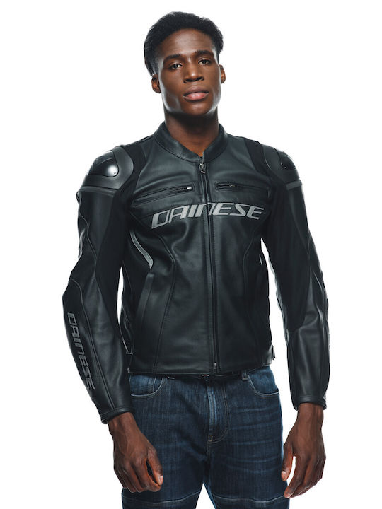 Dainese Racing 4 Winter Herren Motorradjacke Leder Schwarz