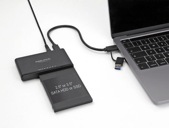 DeLock Converter USB-C σε M.2 & SATA SSD/HDD Negru (64190)