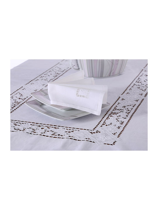 Silk Fashion 682 Linen Canneroni Tablecloth Λευκό 170x270cm