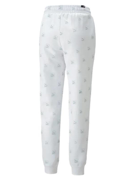 Puma Brand Love All Over Print Women's Sweatpants White