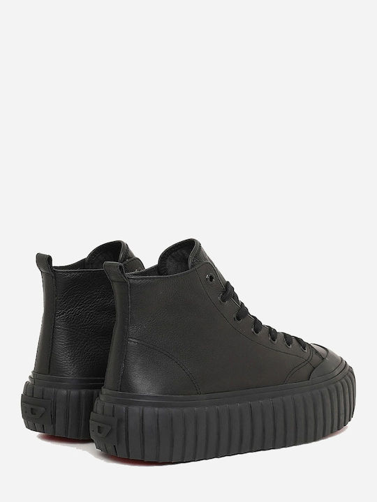 S-Hanami Damen Flatforms Stiefel Schwarz