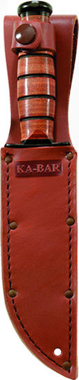 Ka-Bar Single Mark Short Μαχαίρι Καφέ σε Δερμάτινη Θήκη