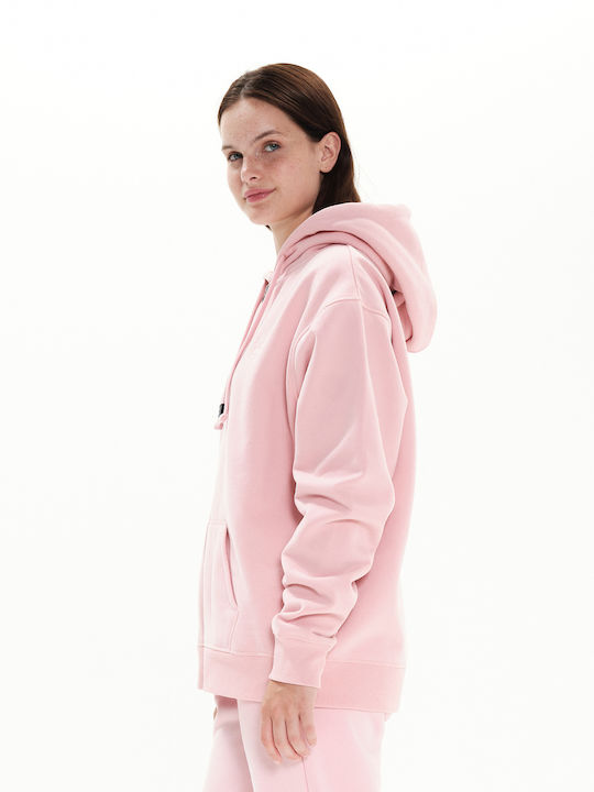 Women's Sweatshirt Jacket Hooded Pale Pink