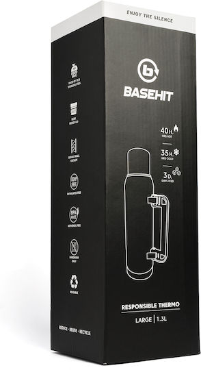 Basehit Thermos Bottle Plastic BPA Free 1.3lt Black