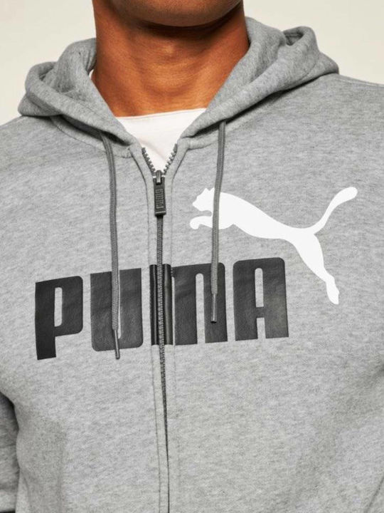 Puma Men's Sweatshirt Jacket with Hood and Pockets Gray