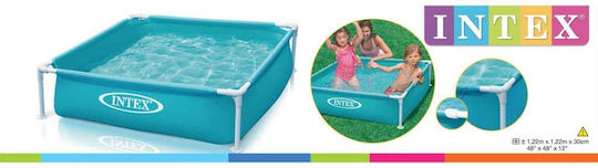 Intex Mini Frame Kinder Quadratisches Schwimmbecken 342lt mit Metallic-Rahmen 122x122x30cm Hellblaue