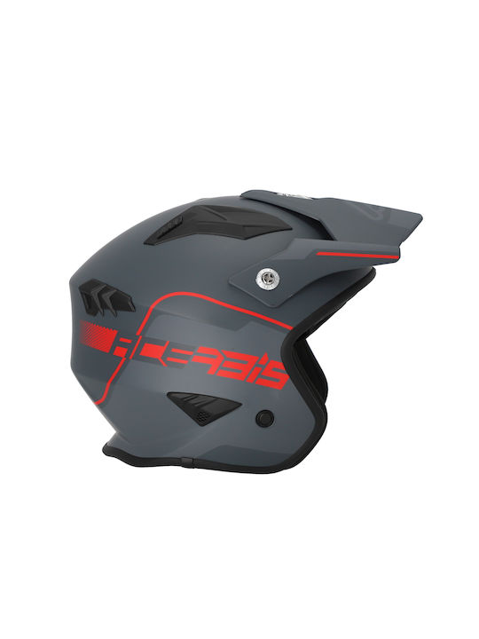Acerbis Aria Grey/Red Motorcycle Helmet Jet ECE 22.06 1200gr with Sunvisor