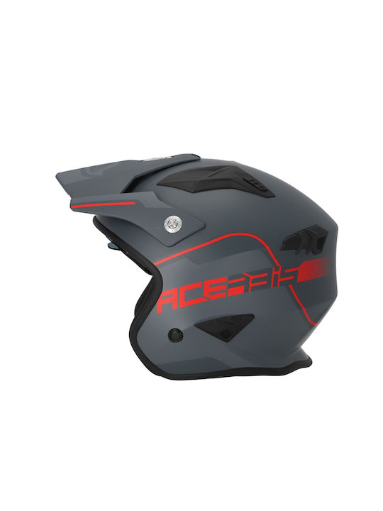 Acerbis Aria Grey/Red Motorcycle Helmet Jet ECE 22.06 1200gr with Sunvisor