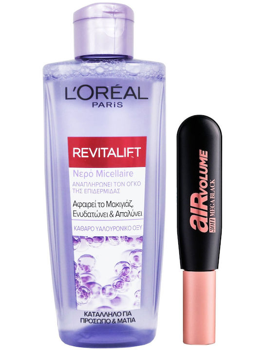 L'Oreal Paris Revitalift Filler Micellar Water & Air Volume Black Mascara Skin Care Set for Moisturizing & Facial Cleaning L'Oreal Paris Revitalift Filler Micellar Water & Air Volume Black Mascara Skin Care Set for Moisturizing & Facial Cleaning