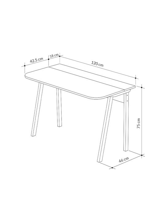 Birou Luton Din Lemn Gri / Alb 120x60x75 cm