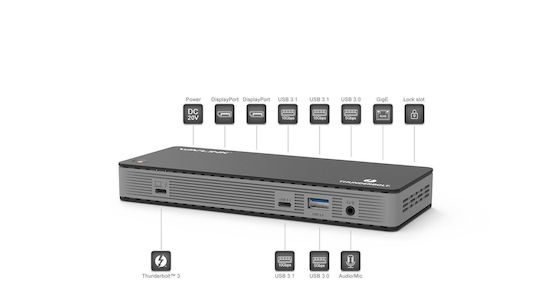 Wavlink Thunderbolt 3 Docking Station με DisplayPort 4K PD Ethernet και συνδεση 2 Οθονών Μαύρο (WL-UTD21H)