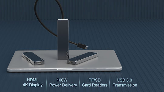 Wavlink USB-C Docking Station με HDMI 4K PD Ασημί (WL-UHP3407)