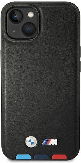 BMW Leather Stamp Tricolor MagSafe Back Cover Δερμάτινο / Σιλικόνης Μαύρο (iPhone 14)