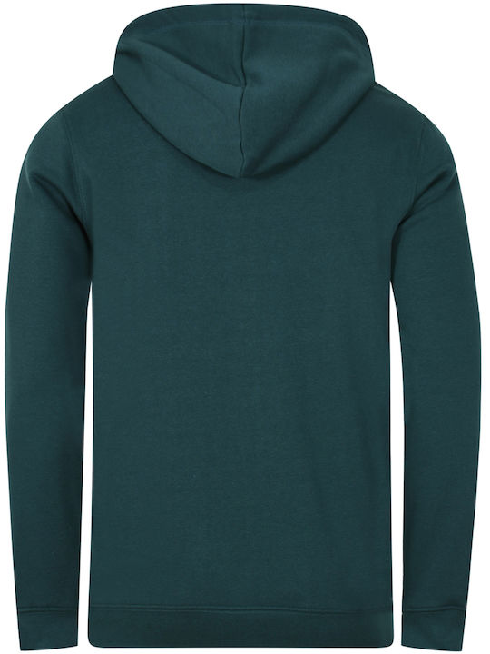 Rebase Herren Sweatshirt Jacke mit Kapuze und Taschen Forest Green