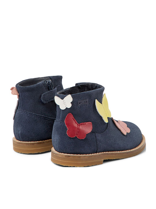 Twins Anatomical Leather Kids Boots with Zipper Blue