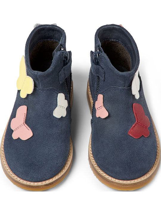 Twins Anatomical Leather Kids Boots with Zipper Blue