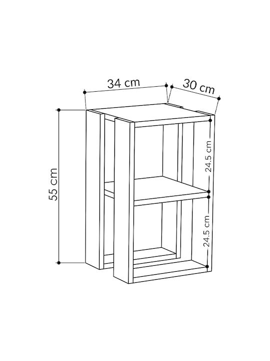 Lonie Wooden Bedside Table 34x30x55cm