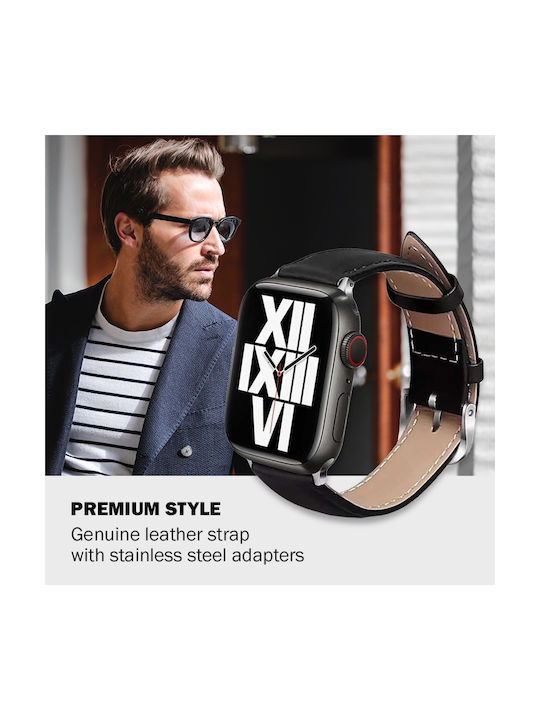 Crong Noble Band Λουράκι Δερμάτινο Μαύρο (Apple Watch Ultra 49mm)
