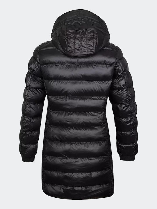 Wellensteyn Women's Long Puffer Jacket for Winter with Hood Black