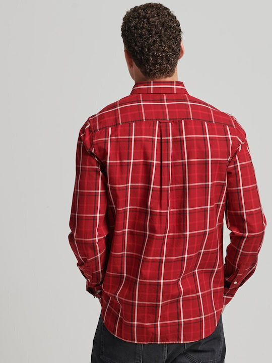 Superdry Men's Shirt Long Sleeve Checked Red