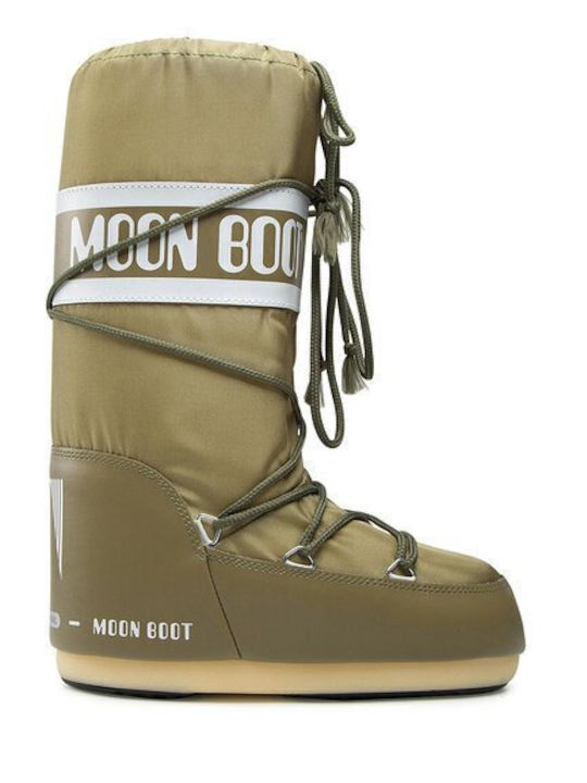 Icon Nylon Women's Snow Boots with Fur Khaki
