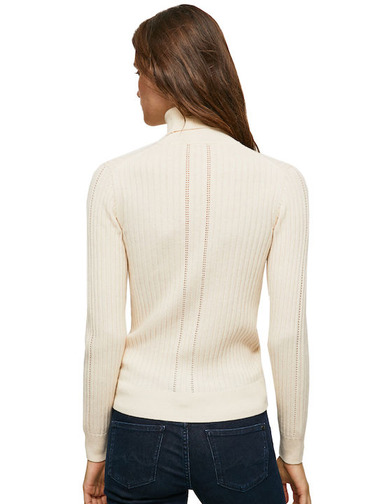 Pepe Jeans Bella Damen Bluse Langärmelig Rollkragenpullover Ivory