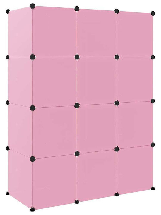vidaXL Spielzeug Aufbewahrungssystem aus Kunststoff Rosa 110x46.5x144cm 12Stück